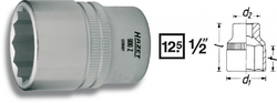 Vnitřní nástrčný klíč 1/2" dvanáctihranný 22mm HAZET 900Z-22 - HA045570
