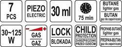 Pájka plynová 3v1, 30-125W, 30ML - YT-36706