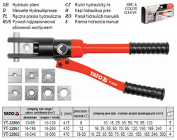 Hydraulické lisovací kleště na koncovky měděných a hliníkových kabelů - YT-22860