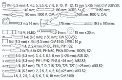 Sada elektro nářadí 1/4", 68 ks - YT-39009