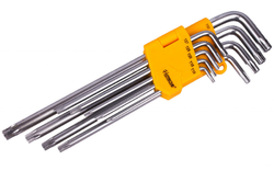 Sada prodloužených TORX klíčů s otvorem 9 ks - HT260910
