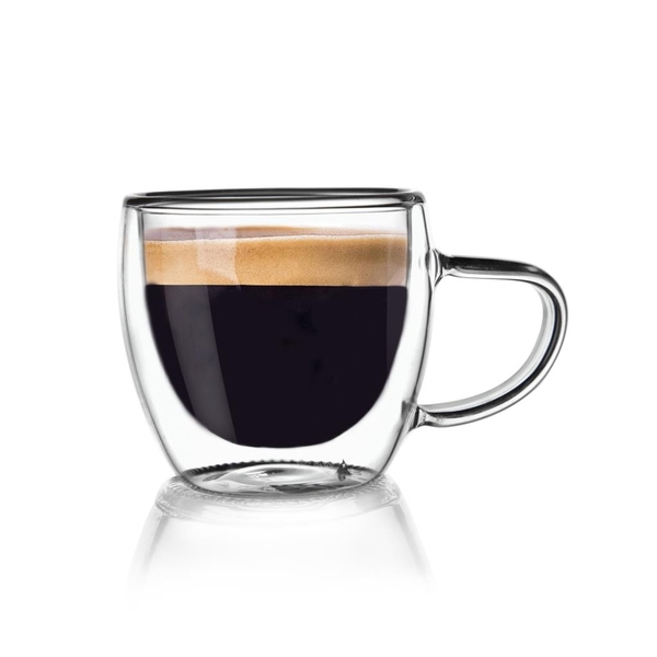 Hrnek sklo 110ml dvoustěnný ucho ORION